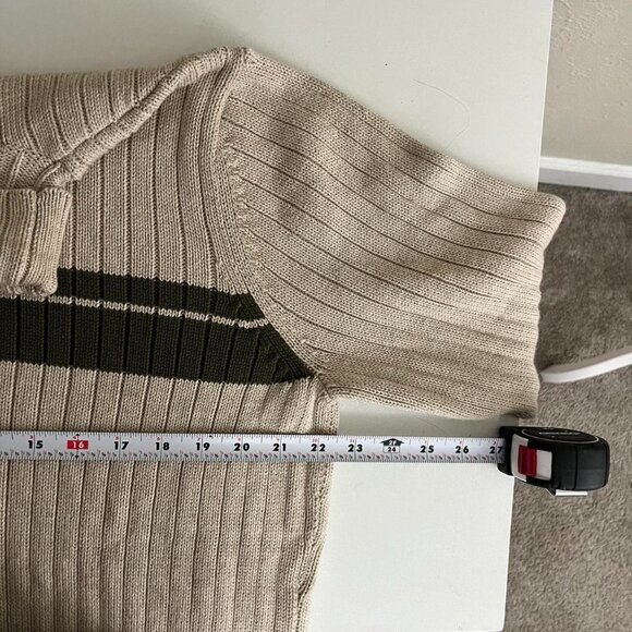 cream and green y2k knit turtleneck sweater - Picture 6 of 8